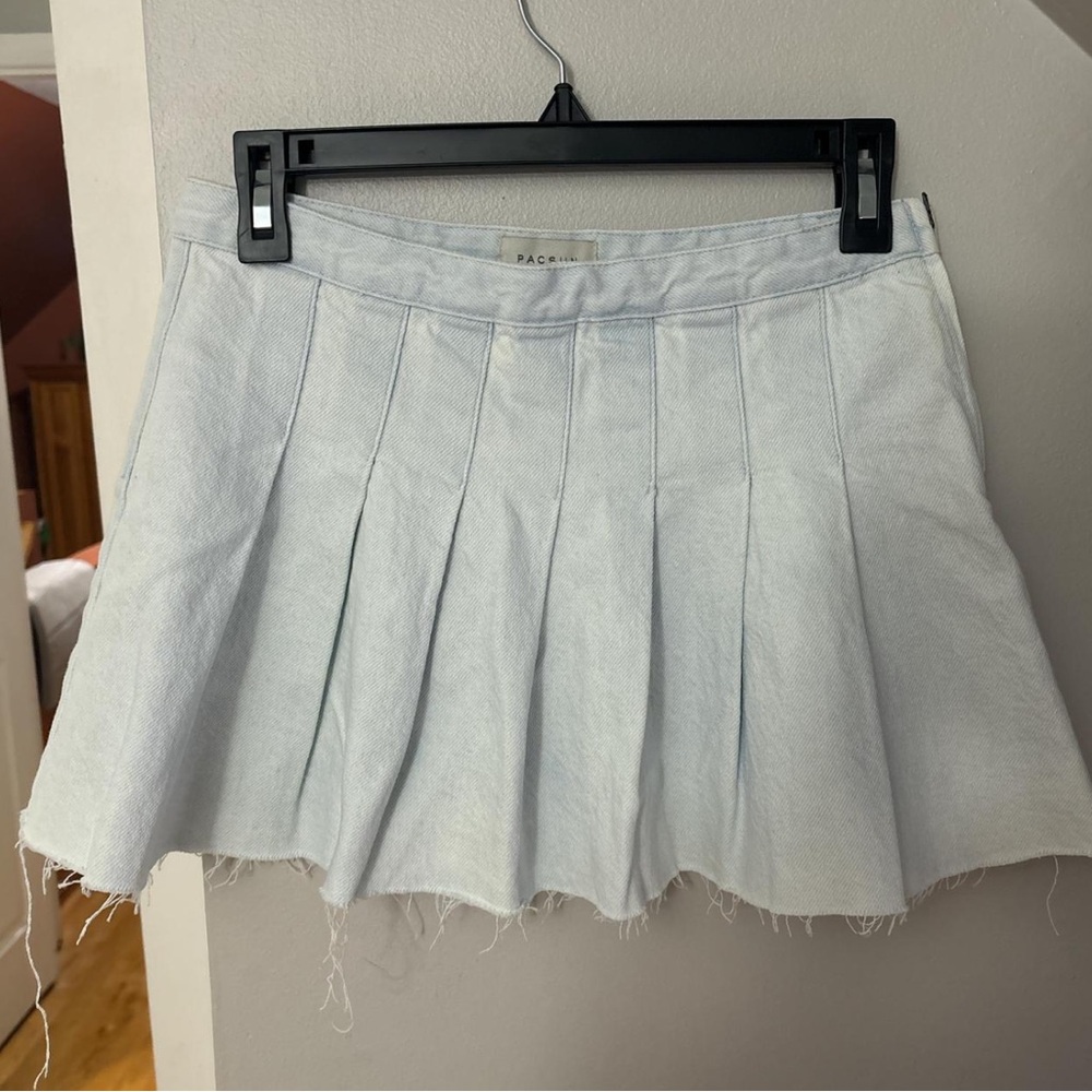 Denim pleated mini skirt